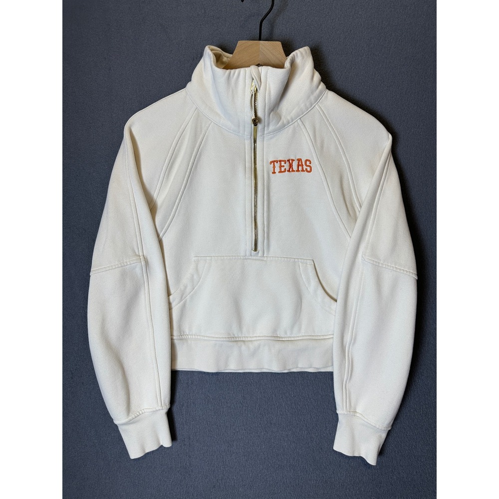 RARE Lululemon Scuba Half Zip Hoodie XL White Texas Longhorns Embroidered Crop